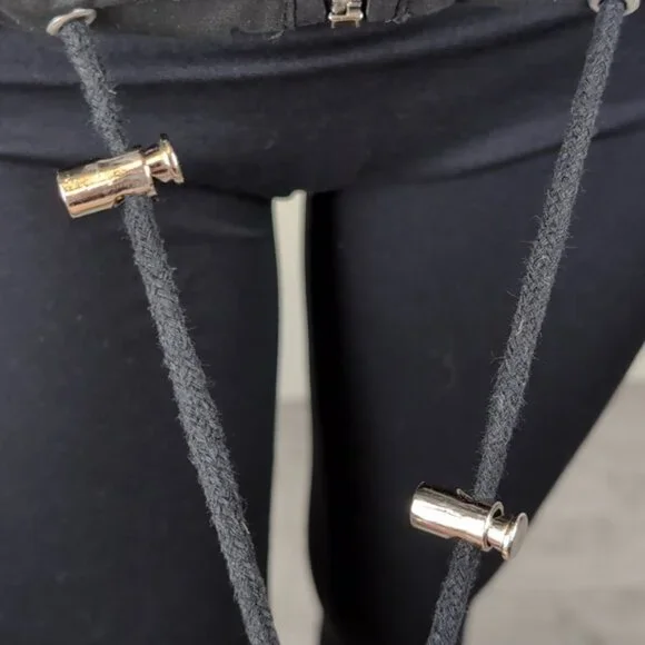 Suzy Shier Soft Shell Hooded Jacket Black Drawstring Adjustable Spring Fall - Picture 7 of 11